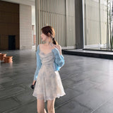 Nukty Dresses Women College Floral Summer Ulzzang Preppy Style Teens Fashion New Arrival Chic Young Ladies High Waist Hot Sale Mujer