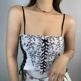 Nukty Floral Beach Party Sexy Bustiers Crop Women Backless Bandage French Vintage Halter Top Korean Fashion Boho Lace with Corset