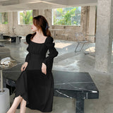 Nukty Backless Sexy Vintage Fairy Dress Women Sweet Elegant Princess Evening Party Dresses Female Casual Korean Long Sleeve Chic Dress