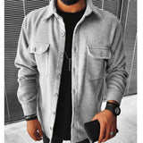 Nukty Men Plaid Shirt Spring Fashion Large Size Pockets Long Sleeve Top Turn-down Collar Single-breasted Shirts