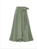 Summer New Skirt High Waist Irregular Skirt Split Skirt Large Size Mid-length Belted Women's Mid-length Skirt