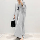 Nukty Summer New Dresses for Woman Fashion Striped Cardigan Loose Large Casual Temperament Commuter Irregular Women's Long Dress Tops