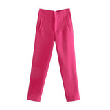 Nukty Woman Spring Autumn Blue Pants Women's Summer Trousers High Waist Pants Office Trouser Fashion Button Up Pant