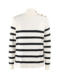 New Autumn Winter Turtleneck Knitted Sweater Women Casual Rivets Striped Pullovers Sweater Female Oversize Tops