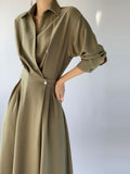 New Spring and Summer French Dress Women's Long-sleeved Retro Temperament Slim Long Skirt Elegant High-end Skirt Party Dress