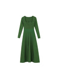 Nukty Knitted France Vintage Party Women Dresses Long Evening Elegant Dress Ladies Casual Chic One Piece Korea Autumn Winter New