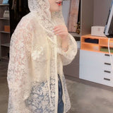 Nukty New Women Summer Tops Cardigan Female Fashion Blouses Lace Blouse Shirt Ladies Long Sleeve Shirts Sun Protection Clothes