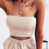 Black Basic Tank Tops Tees Sleeveless Backless Spaghtti Strap Crop Tube Top Casual Fashion Fitness Buttons Tee Vest Tanks Camis