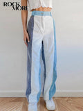 Nukty Corduroy Pants Woman Baggy High Waist Contrast Patchwork Trousers Y2K Streetwear Casual Straight Sweatpants Capris