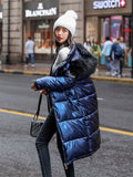 New Women Long Coat Parkas Female Glossy Winter Warm Thicken Faux Fur Coats Silver Down Jacket Parker Jacket Coat
