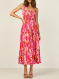 Dresses Woman Spring Summer Suspender Lace Square Neck Maxi Print Chic Woman Evening Dress Fashionable Backless