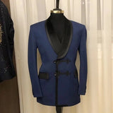 Nukty Double Breasted Men Suits for Wedding 2 Pieces Slim Fit Groom Tuxedo Shawl Lapel Male Fashion Blazer 2 Pieces Jacket with Pants