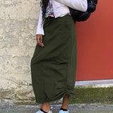 Vintage Harajuku Grunge Cargo Skirts Y2K Aesthetic 2000s Chic Maxi Skirts Fashion Fairycore Straight Cloth E-girl Streetwear