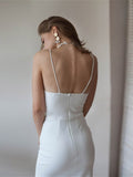 Sexy High Split Spaghetti Strap Dress Deep V Neck Backless Party Dresses New Fashion Elegant Slim Sheath Dress For Women