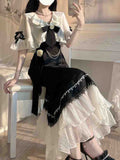 Nukty French Vintage Fairy Mermaid Dress Women Lace Korean Party Princess Strap Dress Female Spring Court Sweet Lolita Midi Dress