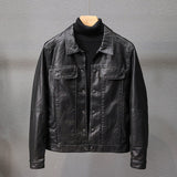 Nukty Autumn New Korean Fashion Men's Slim Leather Jacket Retro Style Casual Lapel Black Biker Jacket Male Brand Clothes