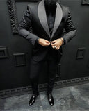 Nukty Check Dots Black Men Suits Shawl Lapel Formal Wedding Groom Tuxedos Italian Style Slim Fit Prom Blazer 3 Pcs (Jacket+Pant+Vest)