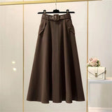 Nukty Women's Autumn and Winter High Waist Retro Skirt Long Skirts Woman Fashion Y2k Vintage Clothing Preppy Style Gothic Clothes