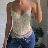 y2k Fairy Grunge Corset Top Summer Women Sleeveless Lace Cami Sweet Aesthetic E Girl Camisole Clothes Clubwear Party Tees