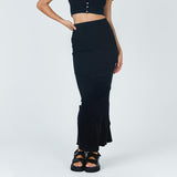 Nukty 90s Vintage Black High Waist Bodycon Maxi Skirt Chic Women Fashion Casual Slim Fit Pencil Long Skirt Harajuku Streetwear