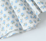 Nukty Spring Summer New Vintage Casual Chic Printed Elastic High Waist Slim Flying Sleeves Square Neck Mini Short Dress Woman