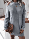Nukty Sexy Off Shoulder Long Sleeve Sweater Dress Elegant Solid Loose Casual Knitted Mini Dress Female Vestido Women Autumn Clothes