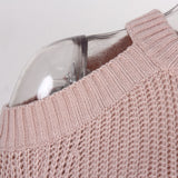 Nukty Sexy Off Shoulder Long Sleeve Sweater Dress Elegant Solid Loose Casual Knitted Mini Dress Female Vestido Women Autumn Clothes