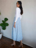 Nukty High Waist Split Out Floral Mid Skirt Women Sexy Vintage Boho A-line Skirts Slim Party Streetwear Holiday Beachwear