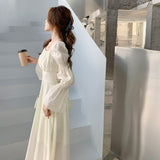 Nukty Backless Sexy Vintage Fairy Dress Women Sweet Elegant Princess Evening Party Dresses Female Casual Korean Long Sleeve Chic Dress