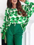 fashion Women Spring Elegant Lace-up Design Tops Female Casual Long Sleeve Blouse New Fashion Zebra Printing Blouses Shirt