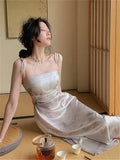 Nukty Women Summer Sexy Spaghetti Strap Midi Dress Sleeveless Slim One Piece Vestidos Lady Fashion Prom Clothes