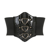 Fashion PU Leather Corset Top for Women Crocodile Strapless Waistcoat Crop Shirt y2k Ladies Belt with Heart Ring Streetwear