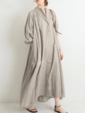 Dresses for Women Women's Solid Color Cotton Linen Retro Pleated Large Swing Loose Casual Long Dress Elegant Dresses Robe