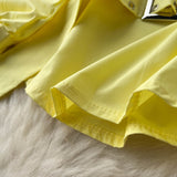 Nukty New Fashion Women Spring Summer Yellow Shirt Sexy Spaghetti Strap Slash Neck Off Shoulder Long Sleeve Blouse with Belt