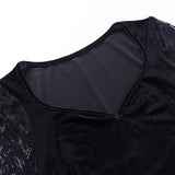 Nukty 90s Vintage Velvet Black Crop Top Elegant Lady Lace Flare Sleeve V Neck T-shirt Harajuku Grunge Retro Tees Women Gothic Clothes