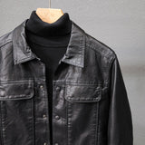 Nukty Autumn New Korean Fashion Men's Slim Leather Jacket Retro Style Casual Lapel Black Biker Jacket Male Brand Clothes