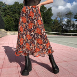 Summer Print Skirt Women A-Line Trendy Y2K Skirts Harajuku Midi Casual High Waist Party Streetwear Bodycon E-girl Skirts