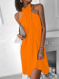 Summer New Women's Dress Sexy Women's Hanging Neck Loose Irregular Hem Casual Skirt Fashion Simple Temperament