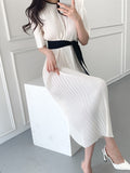 Summer New Dress French First Love Sweet Dress Women's Temperament Fashion Fairy Tie Simple Long Skirt Commuting