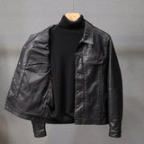 Nukty Autumn New Korean Fashion Men's Slim Leather Jacket Retro Style Casual Lapel Black Biker Jacket Male Brand Clothes