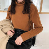 Y2K Sanding Stretch Women Sweaters Turtleneck Pullovers soft Primer Shirt Long Sleeve Korean Sweater Autumn Winter Solid