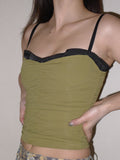 Nukty y2k Crop Top Camisole Lace Patchwork Spaghetti Strap Sleeveless Vest Women Tanks Summer 2000s Clothes Holiday Beachwear