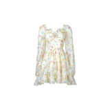 Nukty Casual Beach Party Mini Dress Women Summer Elegant Floral Long Sleeve Fairy Dress Female Y2k Korean Fashion Chic Sexy Dress