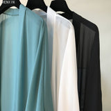 Nukty long Jacket Women Summer Thin Loose See-through Sunscreen Pure Long Sleeve Sexy  Coat Chiffon Bohemian Female New Fashion Tops