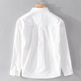 Nukty Spring Autumn Solid Long Sleeve Shirt Men Clothing Turn-down Collar Loose Casual Cardigan Man Simple Printed Pocket Tops