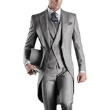 Nukty Custom Made White/black/grey/burgundy Tailcoat Men Party Prom Groomsmen Suits For Wedding Tuxedos Jacket+pants+vest