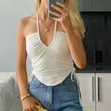 Women Fashion Sexy Halter Backless Floral Print Tank Tops Summer  Female Casual Sleeveless Vest Tops For Daily shopping