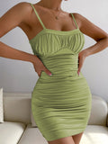 Nukty Sexy Ruffle Short Club Dress Ladies Summer Green Bodycon Dresses For Women Party Tight Mini Dress Clubwear