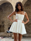 Summer New Ladies Dress French Suspenders Corset A-line Skirt Temperament Commuter Solid Color Dress Retro Fairy Skirt