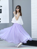 Spring and Summer New Chiffon Double-layer Large Swing Skirt Long Skirt Fairy Skirt Large Size High Waist Student Long Skirt